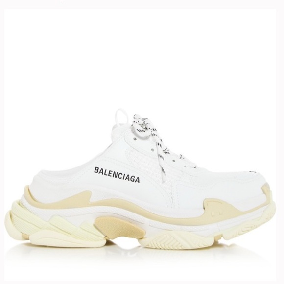 Balenciaga Shoes - BALENCIAGA Triple S Mesh White Mule Sneakers